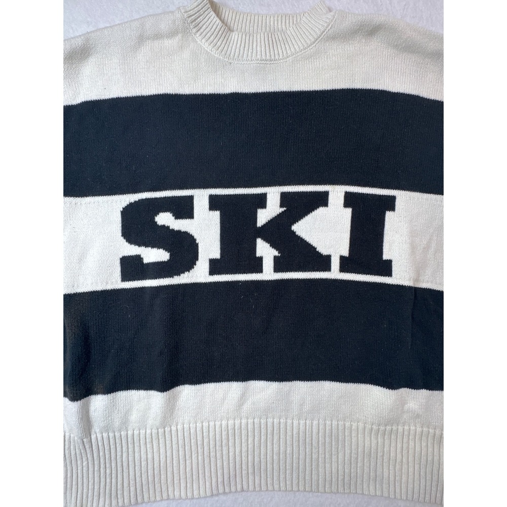 Sincerely Jules Womens SKI Graphic‎ Knit Sweater White Black Medium ST21841